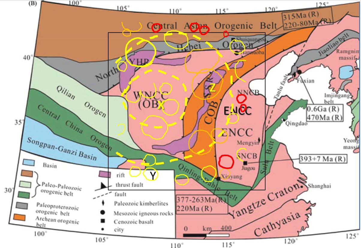 North China Craton surface geology and interpreted GRS at 90 km