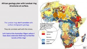 Africa geology with landsat rings and mines