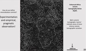 Seismic tomography at 60 km depth.