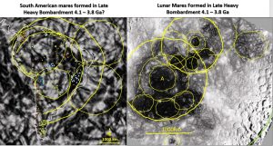 Comparison of South American rings structures and moon mares.