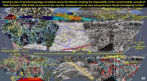 Pacific - South America - Africa 26°S enhanced seismic tomographic section. Brittle structures shown extending to core.