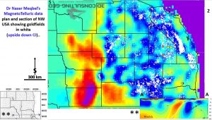 2. North America. MagnetoTelluric plan and section from Dr Naser Meqbel's LinkedIn post Nov 2021.