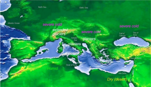 Figure 9c The area of dry land at 14,000 BCE before the Melt Water Period.