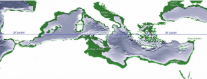 Figure 9d The area of dry land at 14,000 BCE before the Melt Water Period.