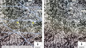 Figure 4. EagleEye Linears 1. ENE, 2. NW, 3. EW. forming Crenulation.
