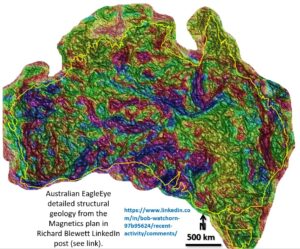 Figure 2. Australia EagleEye enhanced magnetic data from Blewett LinkedIn post.