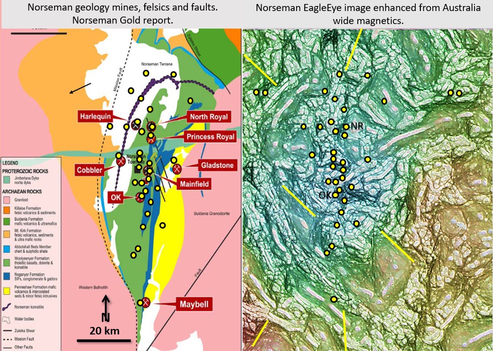 Figure 6e. Norseman geology and EagleEye magnetics correlation