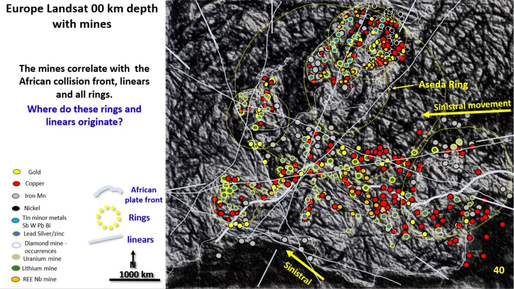 Figure 40. EagleEye enhanced Landsat plan of Europe showing all mines.